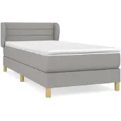 vidaXL Boxspringbett mit Matratze Hellgrau 90x200 cm Stoff