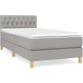 vidaXL Boxspringbett mit Matratze Hellgrau 90x200 cm Stoff