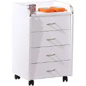 Ebuy24 Prosar Kommode Rollcontainer, 4 Schubladen, weiss.