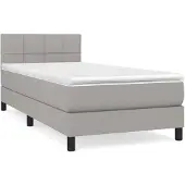 vidaXL Boxspringbett mit Matratze Hellgrau 100x200 cm Stoff