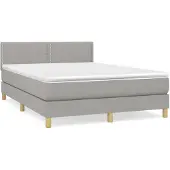 vidaXL Boxspringbett mit Matratze Hellgrau 140x200 cm Stoff