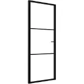 vidaXL Innentür ESG Glas und Aluminium 76x201,5 cm Schwarz