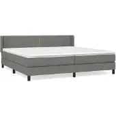 vidaXL Boxspringbett mit Matratze Dunkelgrau 200x200 cm Stoff
