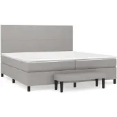 vidaXL Boxspringbett mit Matratze Hellgrau 200x200 cm Stoff
