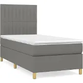vidaXL Boxspringbett mit Matratze Dunkelgrau 100x200 cm Stoff