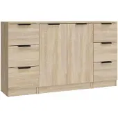 vidaXL Sideboards 3 Stk. Sonoma-Eiche Holzwerkstoff