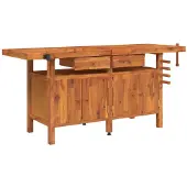 vidaXL Werkbank mit Schubladen Schraubstöcken 192x62x83 cm Akazienholz