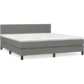 vidaXL Boxspringbett mit Matratze Dunkelgrau 180x200 cm Stoff