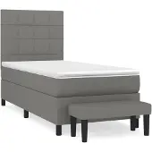 vidaXL Boxspringbett mit Matratze Dunkelgrau 80x200 cm Stoff