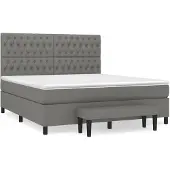 vidaXL Boxspringbett mit Matratze Dunkelgrau 180x200 cm Stoff