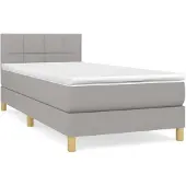 vidaXL Boxspringbett mit Matratze Hellgrau 100x200 cm Stoff