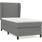 vidaXL Boxspringbett mit Matratze Dunkelgrau 90x200 cm Stoff