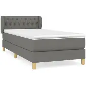 vidaXL Boxspringbett mit Matratze Dunkelgrau 90x190 cm Stoff