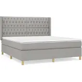 vidaXL Boxspringbett mit Matratze Hellgrau 180x200 cm Stoff
