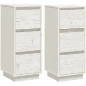 vidaXL Sideboards 2 Stk. Weiß 32x34x75 cm Massivholz Kiefer