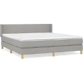 vidaXL Boxspringbett mit Matratze Hellgrau 180x200 cm Stoff