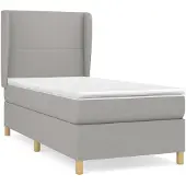 vidaXL Boxspringbett mit Matratze Hellgrau 90x190 cm Stoff