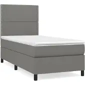 vidaXL Boxspringbett mit Matratze Dunkelgrau 90x200 cm Stoff