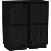 vidaXL Sideboards 2 Stk. Schwarz 31,5x34x75 cm Massivholz Kiefer