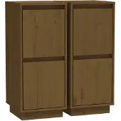 vidaXL Sideboards 2 Stk. Honigbraun 31,5x34x75 cm Massivholz Kiefer