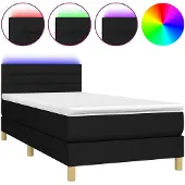vidaXL Boxspringbett mit Matratze & LED Schwarz 90x190 cm Stoff