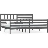 vidaXL Massivholzbett Grau 200x200 cm