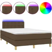 vidaXL Boxspringbett mit Matratze & LED Dunkelbraun 120x200 cm Stoff