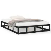 vidaXL Massivholzbett Schwarz 160x200 cm