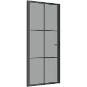 vidaXL Innentür 93x201,5 cm Schwarz ESG-Glas und Aluminium