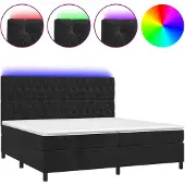 vidaXL Boxspringbett mit Matratze & LED Schwarz 200x200 cm Samt