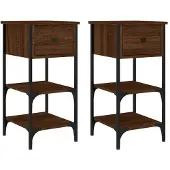 vidaXL Nachttische 2 Stk Braun Eichen-Optik 34x36x70 cm Holzwerkstoff
