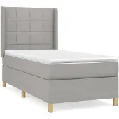 vidaXL Boxspringbett mit Matratze Hellgrau 80x200 cm Stoff