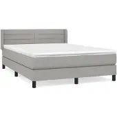 vidaXL Boxspringbett mit Matratze Hellgrau 140x200 cm Stoff