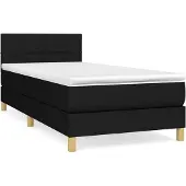 vidaXL Boxspringbett mit Matratze Schwarz 100x200 cm Stoff