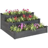 vidaXL Hochbeet Grau 120x120x56 cm Massivholz Tanne