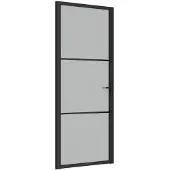vidaXL Innentür 83x201,5 cm Schwarz Mattglas und Aluminium