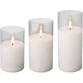 Décoris LED Stumpenkerzen - 3x - weis - im Glas - mit Zeitschaltuhr