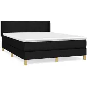 vidaXL Boxspringbett mit Matratze Schwarz 140x200 cm Stoff