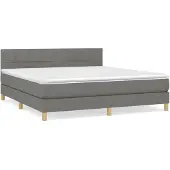 vidaXL Boxspringbett mit Matratze Dunkelgrau 180x200 cm Stoff