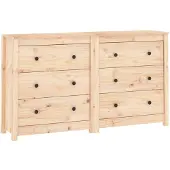 vidaXL Sideboard 140x35x80 cm Massivholz Kiefer