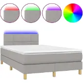 vidaXL Boxspringbett mit Matratze & LED Hellgrau 120x200 cm Stoff