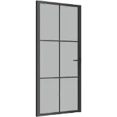 vidaXL Innentür 93x201,5 cm Schwarz Mattglas und Aluminium