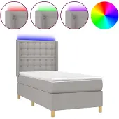 vidaXL Boxspringbett mit Matratze & LED Hellgrau 80x200 cm Stoff
