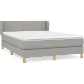 vidaXL Boxspringbett mit Matratze Hellgrau 140x200 cm Stoff