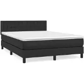 vidaXL Boxspringbett mit Matratze Schwarz 140x190 cm Kunstleder