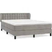 vidaXL Boxspringbett mit Matratze Hellgrau 140x190 cm Samt