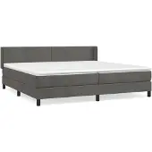 vidaXL Boxspringbett mit Matratze Dunkelgrau 200x200 cm Samt