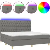 vidaXL Boxspringbett mit Matratze & LED Dunkelgrau 200x200 cm Stoff