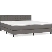 vidaXL Boxspringbett mit Matratze Grau 180x200 cm Kunstleder