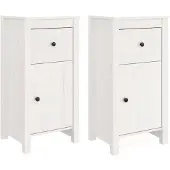 vidaXL Sideboards 2 Stk. Weiß 40x35x80 cm Massivholz Kiefer